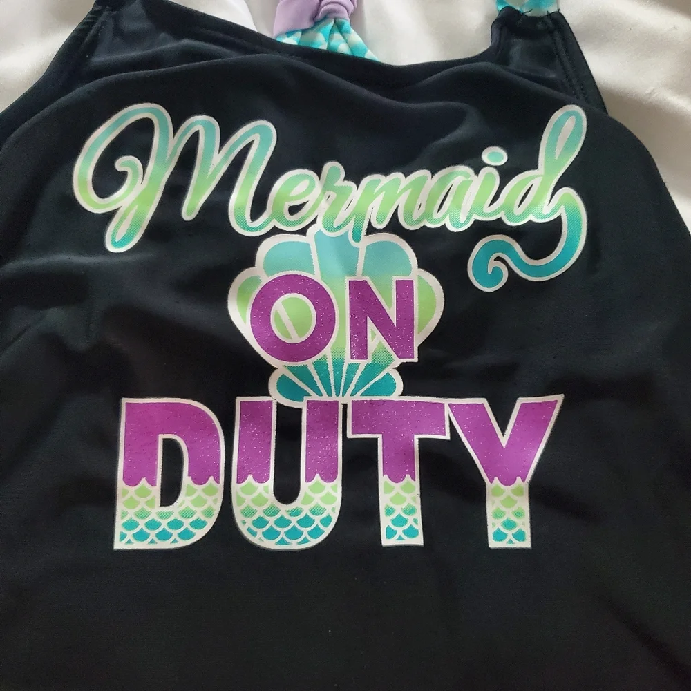 Girls Mermaid On Duty‎ Tankini Black And Turquoise Size M (7/8)